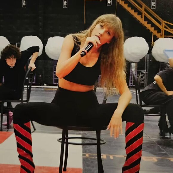 Christian Louboutin Gael Knee High Boot Size 39.5 US 9.5 Black Red Stripe Strass - Picture 2 of 15